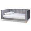 Baxton Studio Oksana Modern Glam and Luxe Light Grey Velvet Fabric and Gold Finished Queen Size Daybed 174-10983-Zoro
